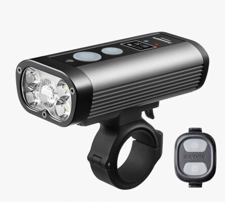 Ravemen PR2400 fiets koplamp USB oplaadbaar 5 LEDs HiLo beam met draadloze afstandsbediening en powerbank – 2400 lumen