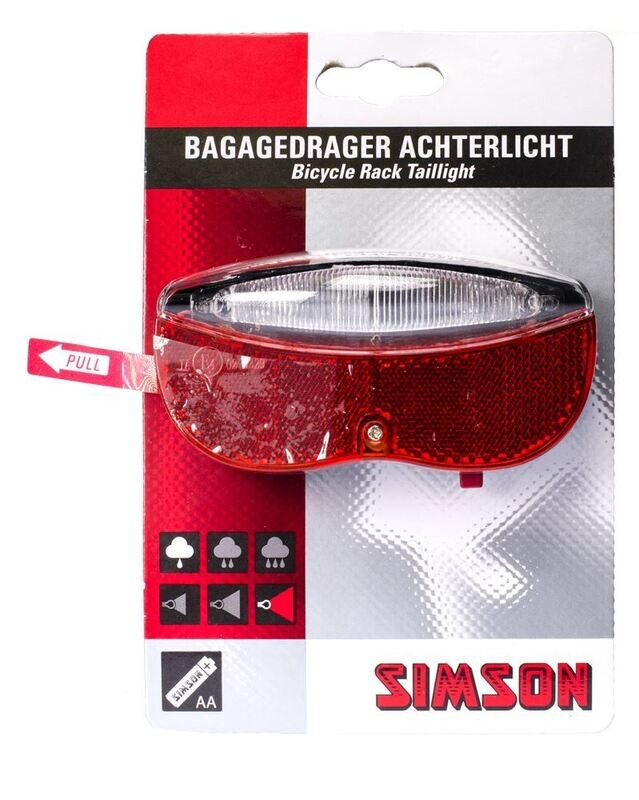 Simson Batterij Bagagedrager achterlicht,"Regular", LED