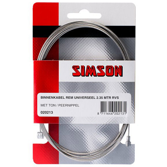 Simson binnenkabel rem 2,35mtr rvs universeel