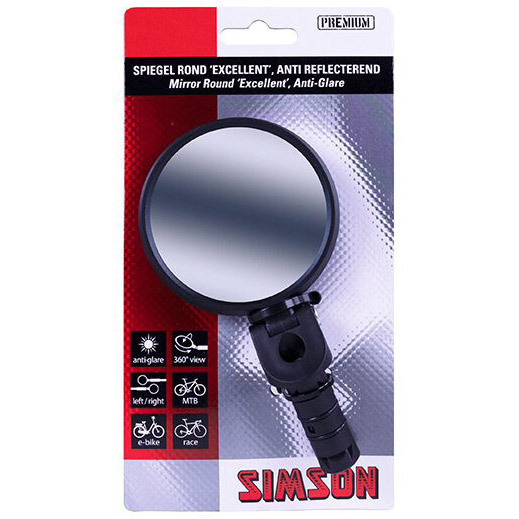 Simson spiegel rond Excellent in stuur antireflect.