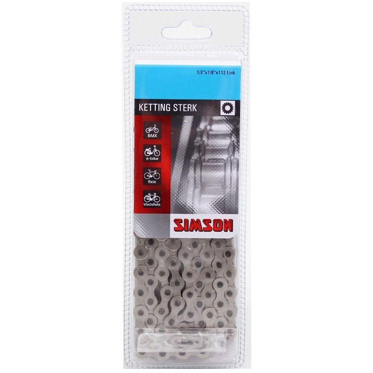 Simson ketting normaal strong 112 schakels zilver