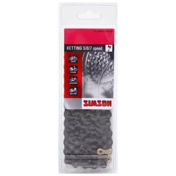 Simson ketting 7/8v IG/HG 116 schakels zilver