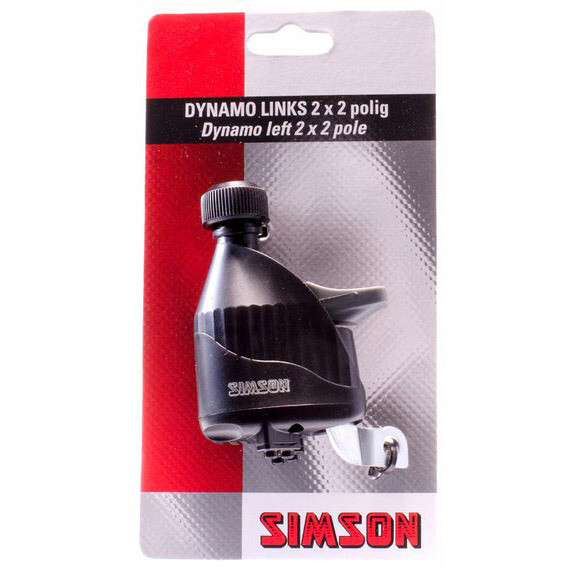 Simson dynamo links met rubber loopwiel 2x2 polig