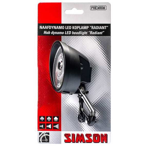 Simson koplamp Radiant zwart naafdynamo
