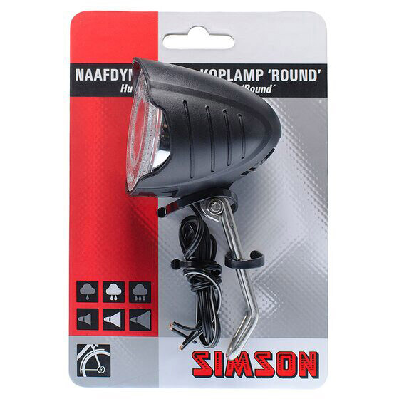 Simson koplamp Round LED zwart naafdynamo