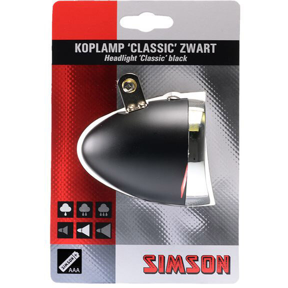 Simson koplamp Classic zwart incl. batterijen