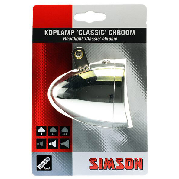 Simson koplamp Classic chroom incl. batterijen
