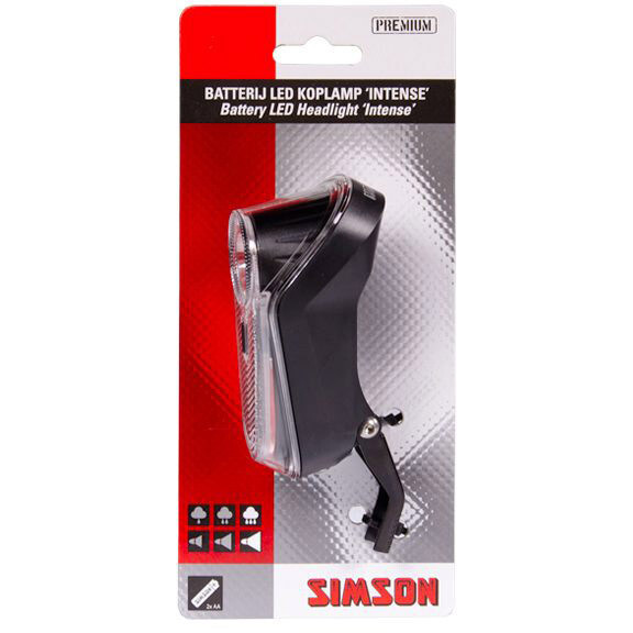 Simson voorvorkkoplamp Intense zwart incl.batterijen