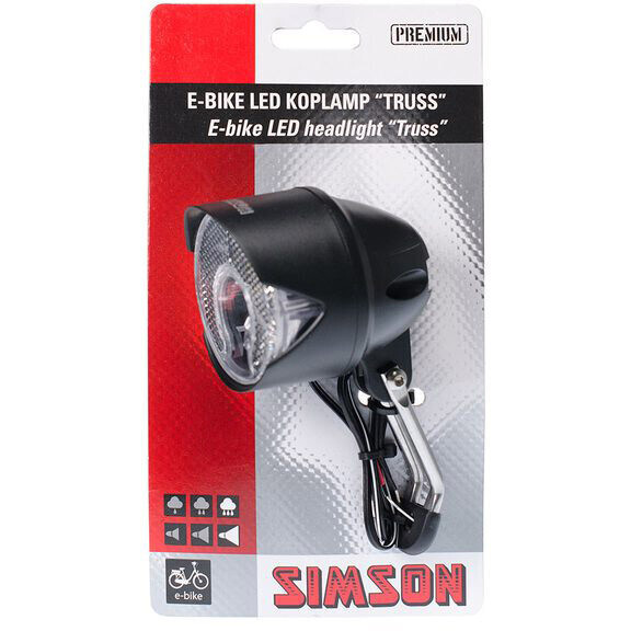 Simson voorvorkkoplamp Truss E-bike zwart