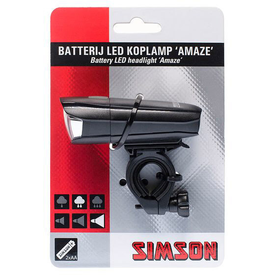 Simson koplamp Amaze LED zwart incl. batterijen