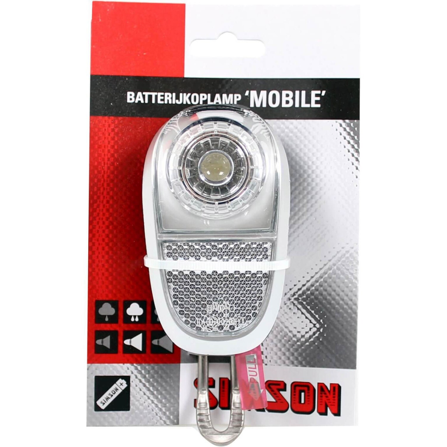 Simson voorvorkkoplamp LED zwart incl.batterijen