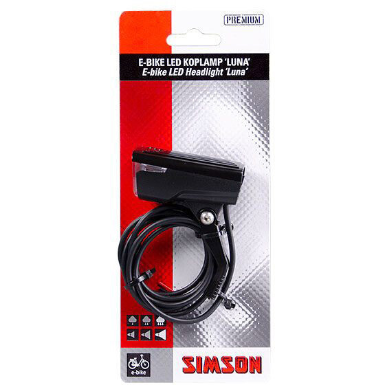 Simson voorvorkkoplamp Luna E-bike zwart
