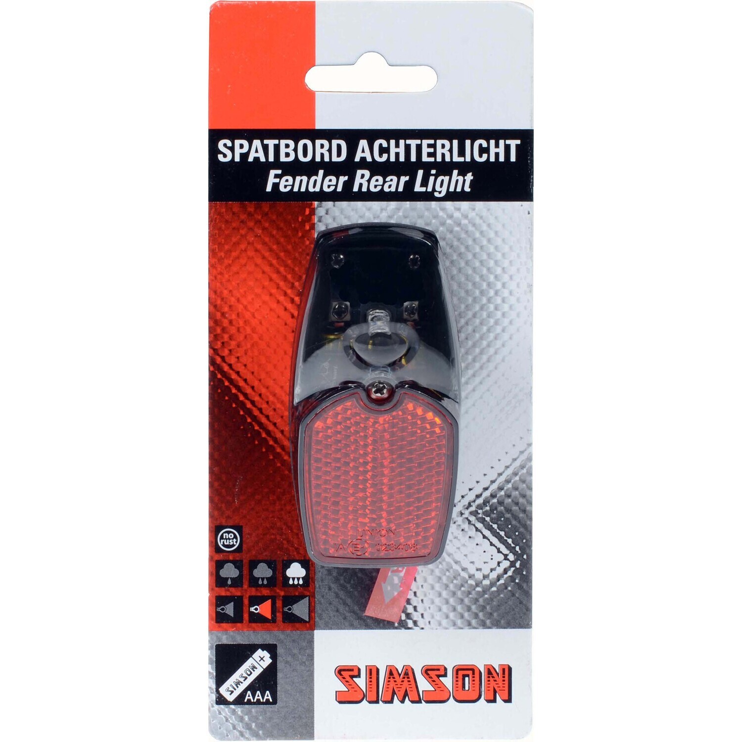 Simson spatbordachterlicht LED incl. batterijen