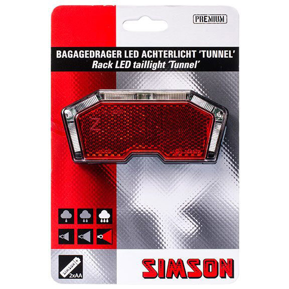 Simson bagagedragerachterlicht Tunnel LED incl. bat.