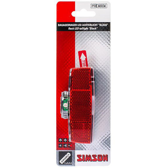 Simson bagagedragerachterlicht Block LED incl. bat.