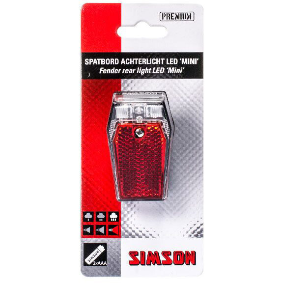 Simson spatbordachterlicht Mini LED incl. bat. Simson spatbordachterlicht Mini LED incl. bat.