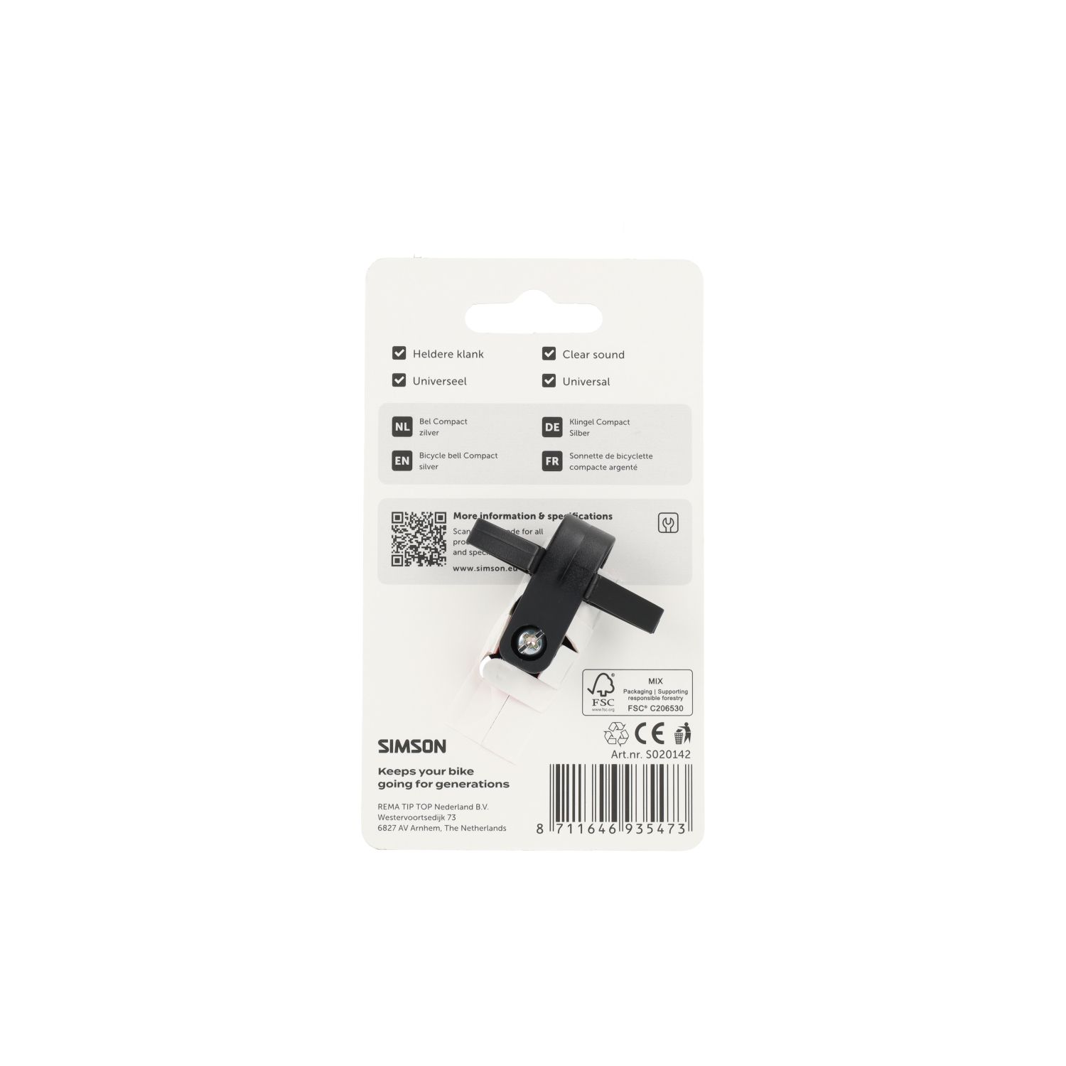 Simson Fietsbel Compact – Zilver (Metaal)