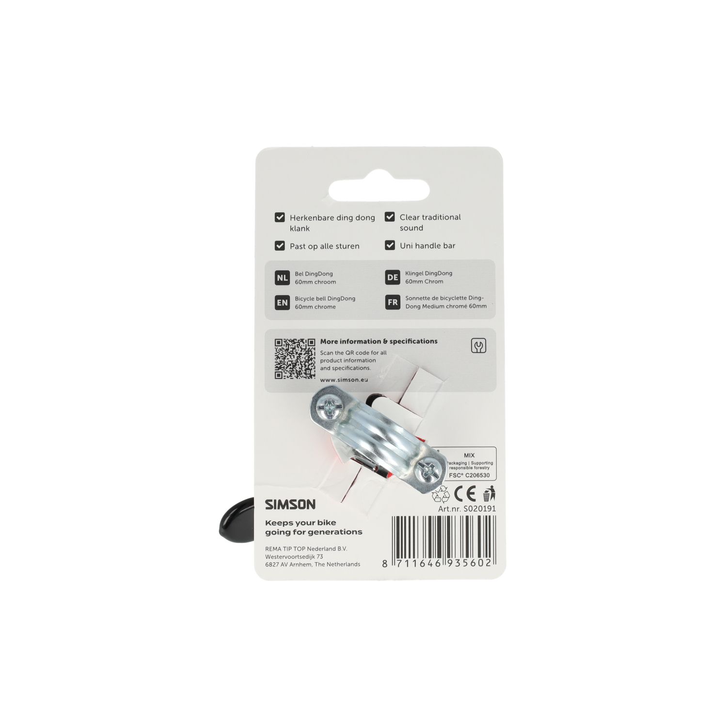 Simson Fietsbel DingDong Medium – Chroom (60mm)