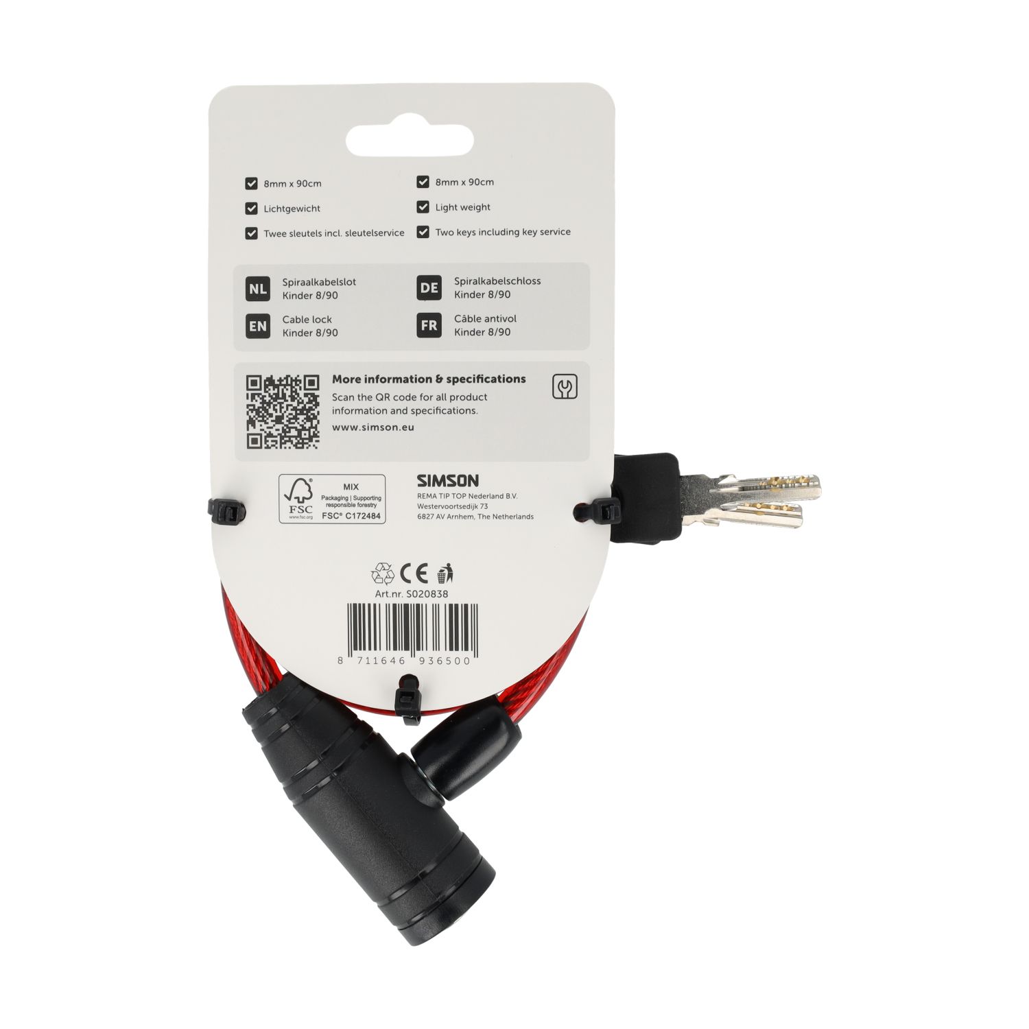Simson Kabelslot Kinder – 8mm x 90cm