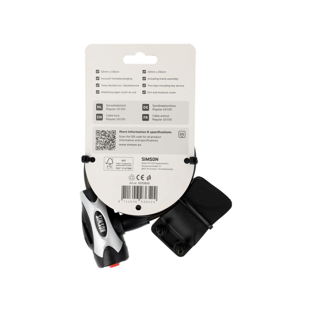 Simson Kabelslot Regular XL – 10mm x 150cm