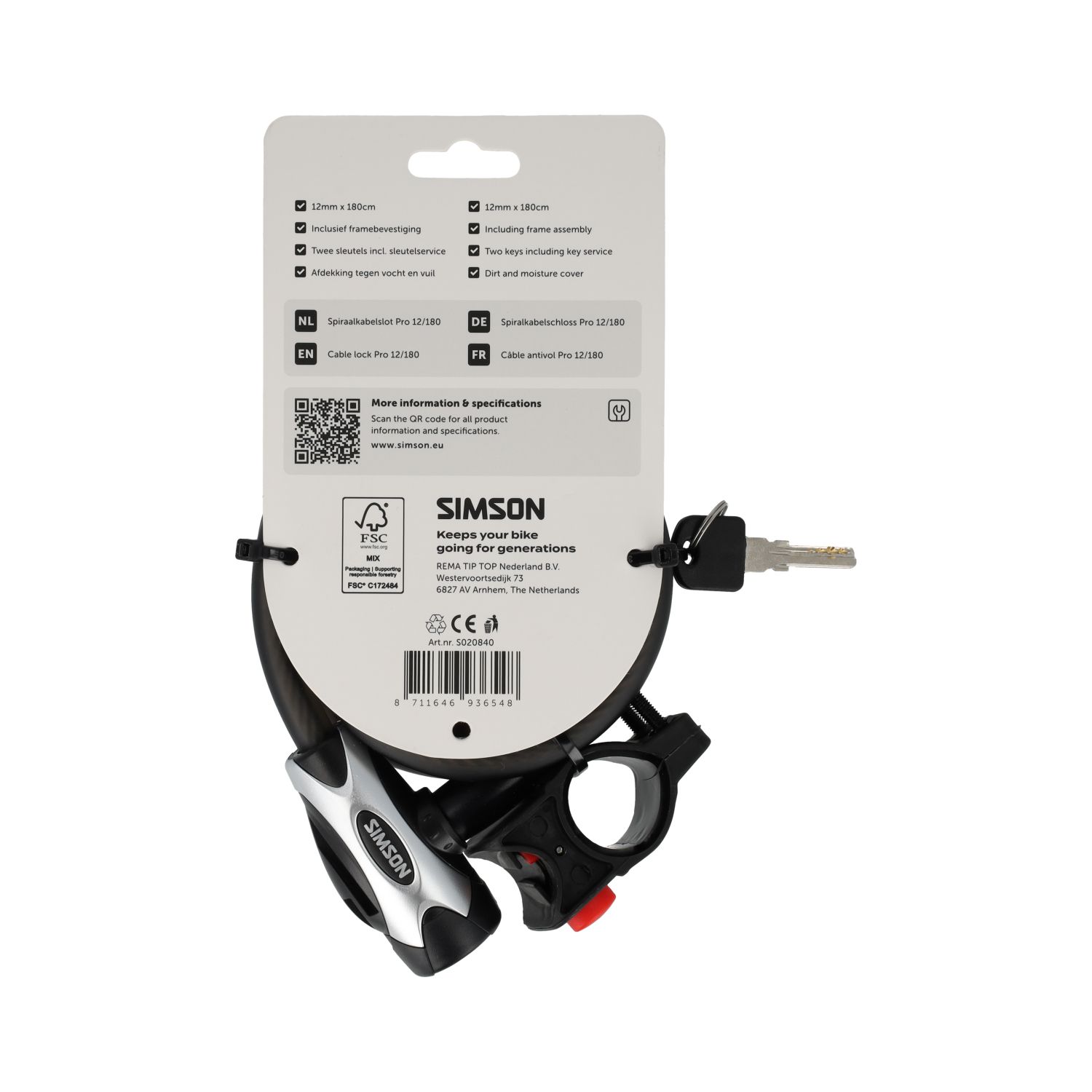 Simson Kabelslot Pro XXL – 12mm x 180cm