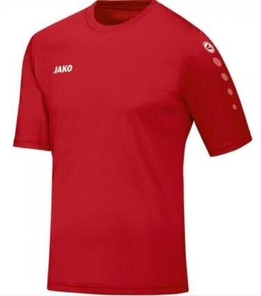 Jako Fußball Herren Trikot Team Kurzarm. Moderne Uni-Optik. Rundhals-Rippkragen. JAKO Heat Transfer Logos. Material: Polyester-Interlock, 100% Polyester. Farbe: rot.