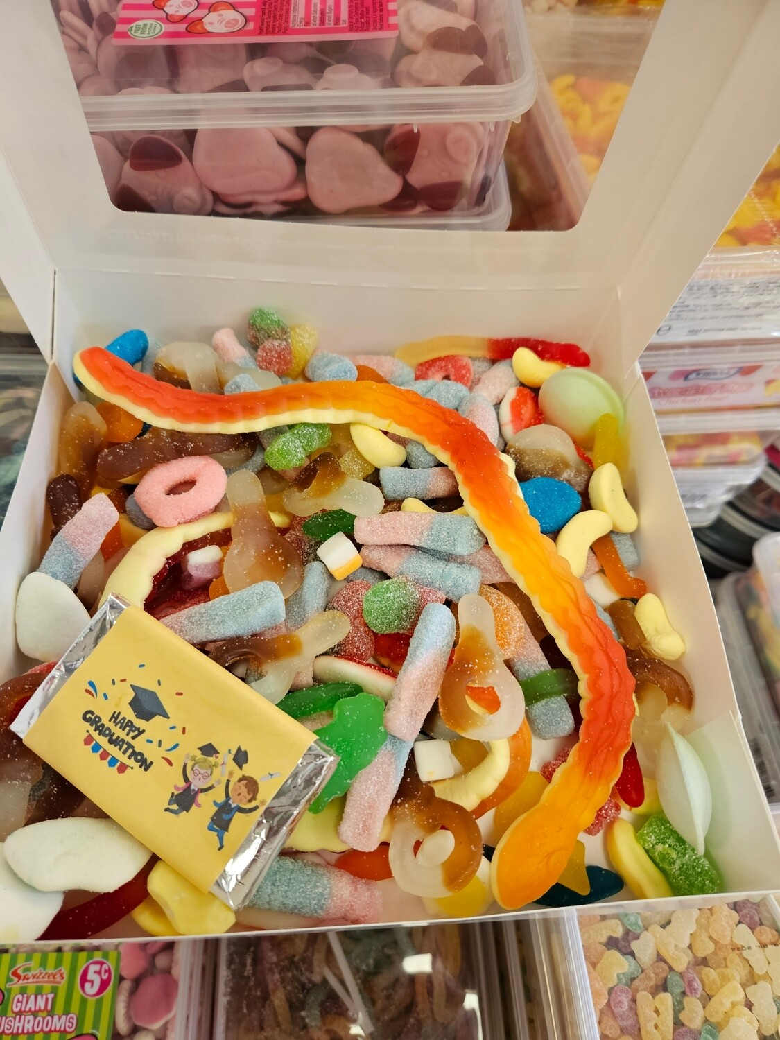 Graduation treat box Inc chocolate bar