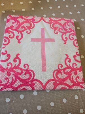 Pink Cross napkins 16pk