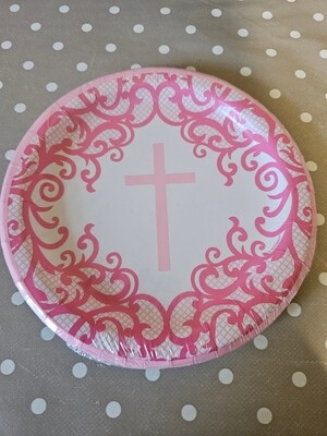Pink Cross 17.1cm plate 8pk (small)