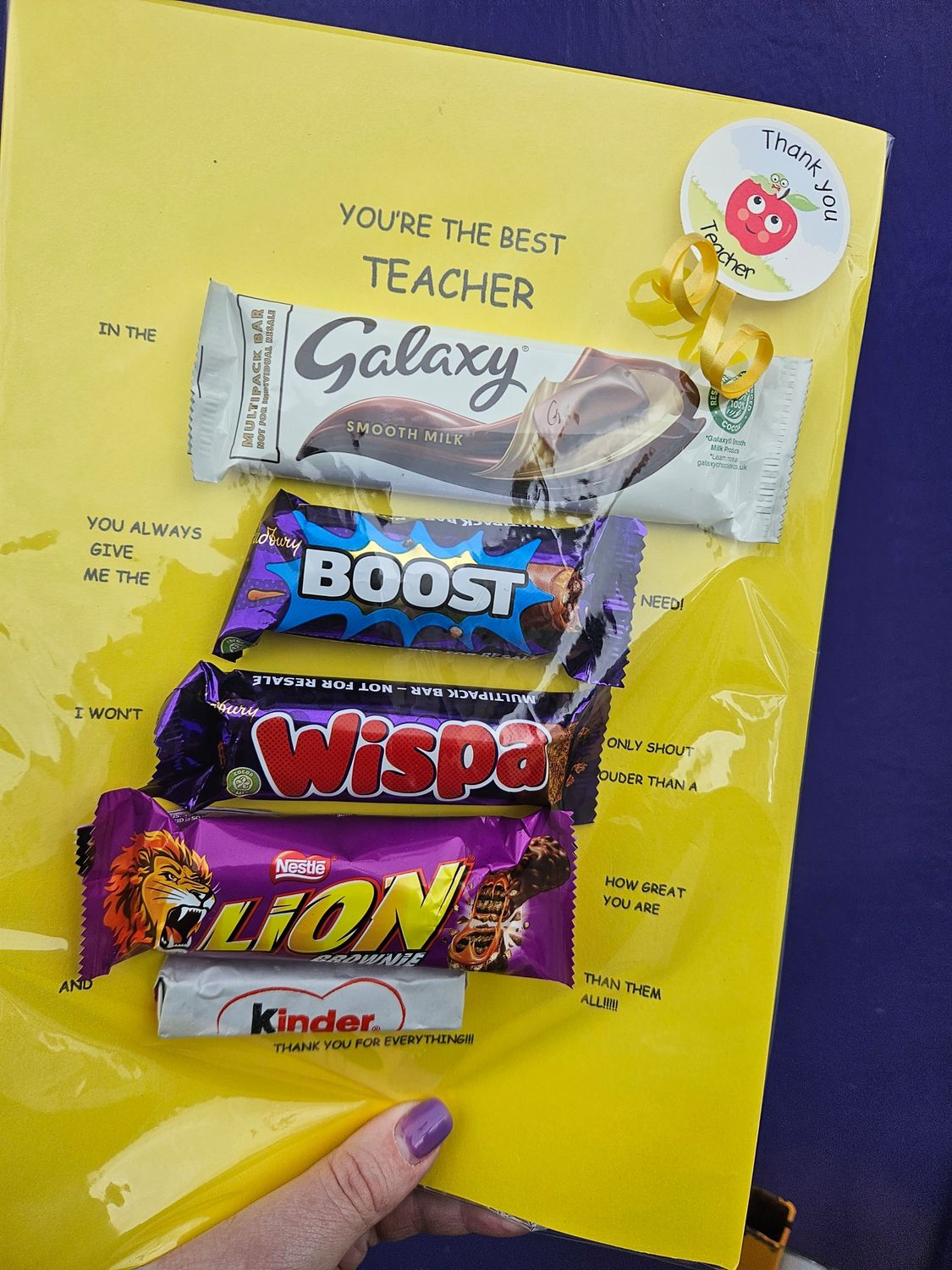 Thank you teacher choc card