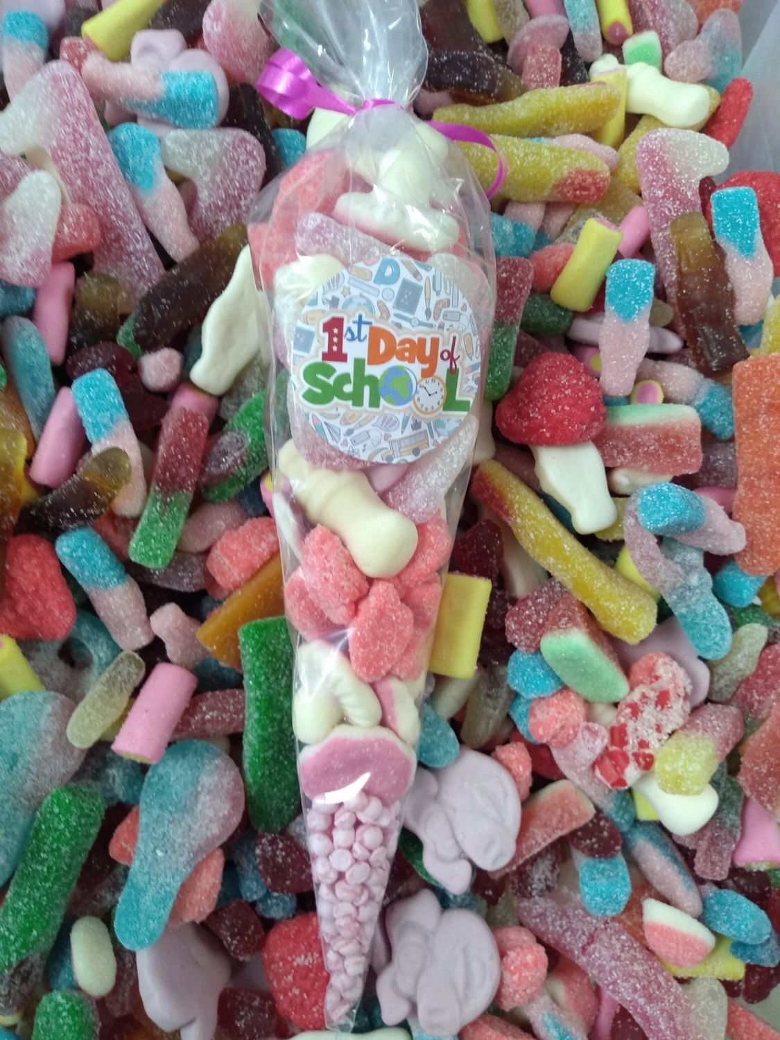 1st day of school pink sweet cone