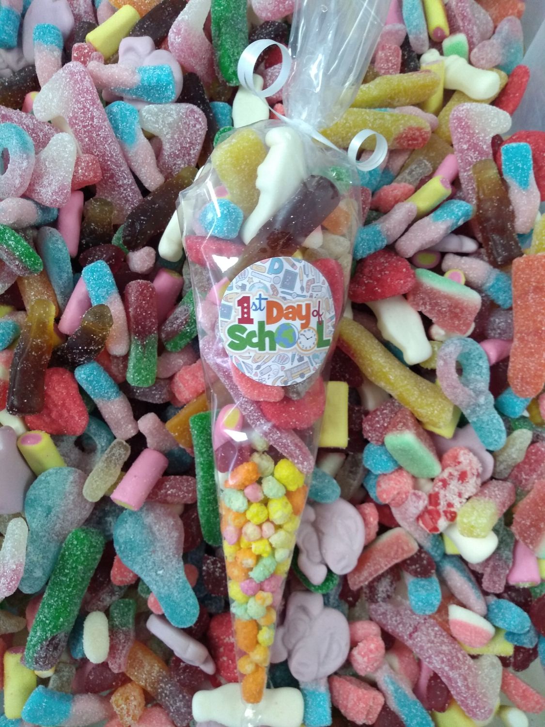 1st day of school colourful sweet cone