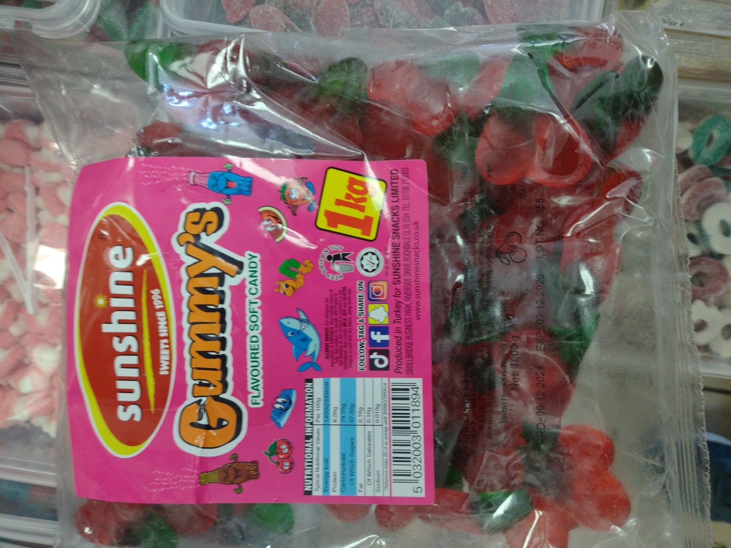 Sunshine gummy cherries 1kg