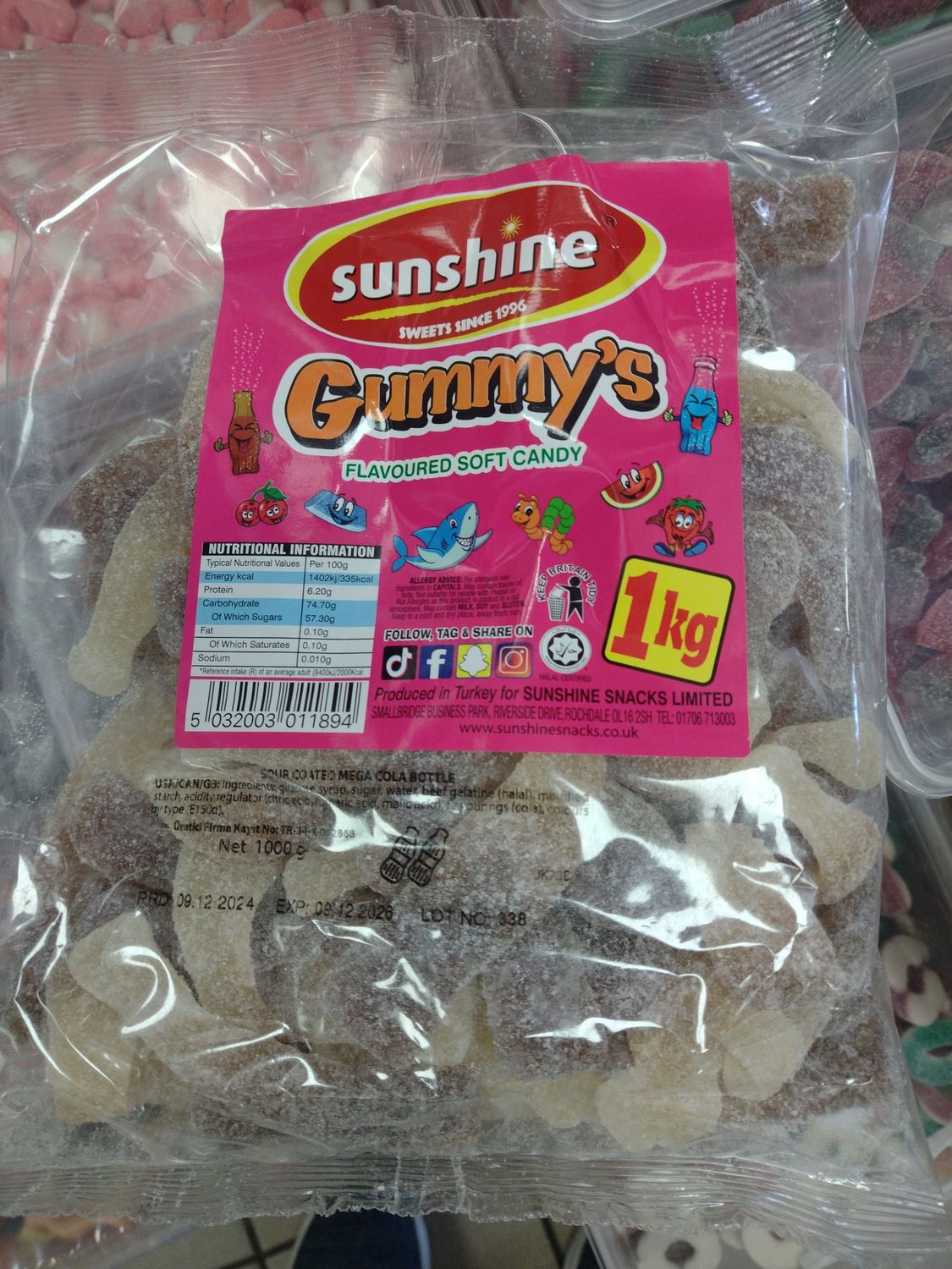 Sunshine gummy fizzy cola 1kg