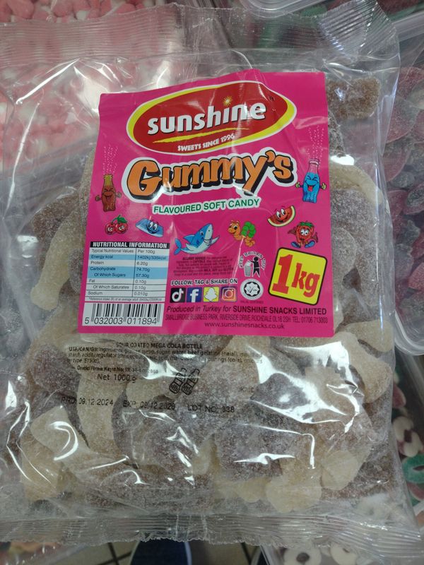 Sunshine gummy fizzy cola 1kg