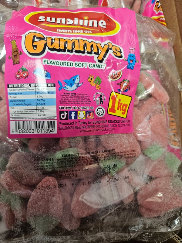 Sour sugar strawberries sunshine 1kg