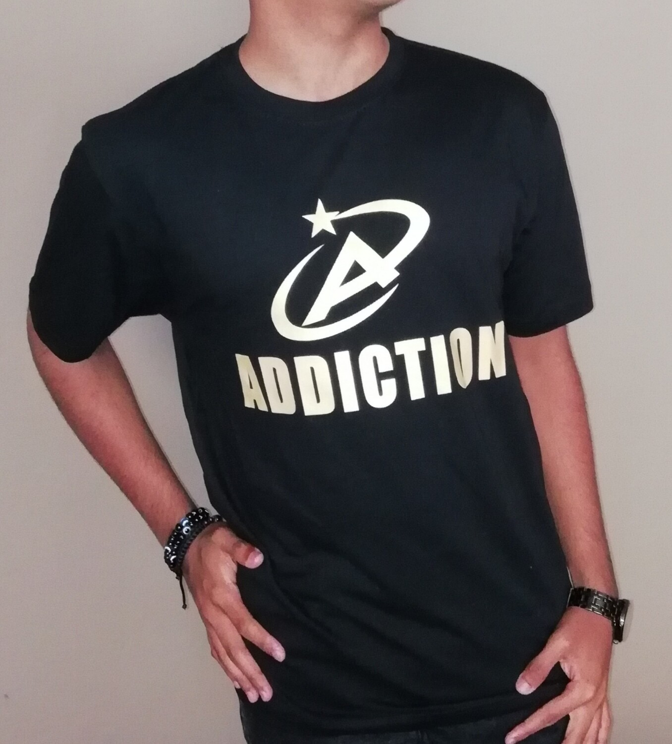 &quot;Black/Gold &quot;ADDICTION&quot; Printed Tees - Unisex