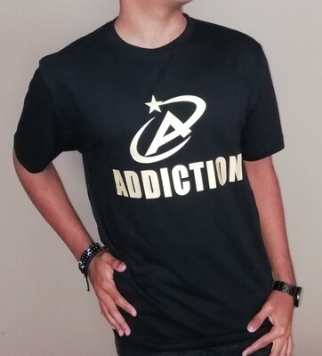 &quot;Black/Gold &quot;ADDICTION&quot; Printed Tees - Unisex
