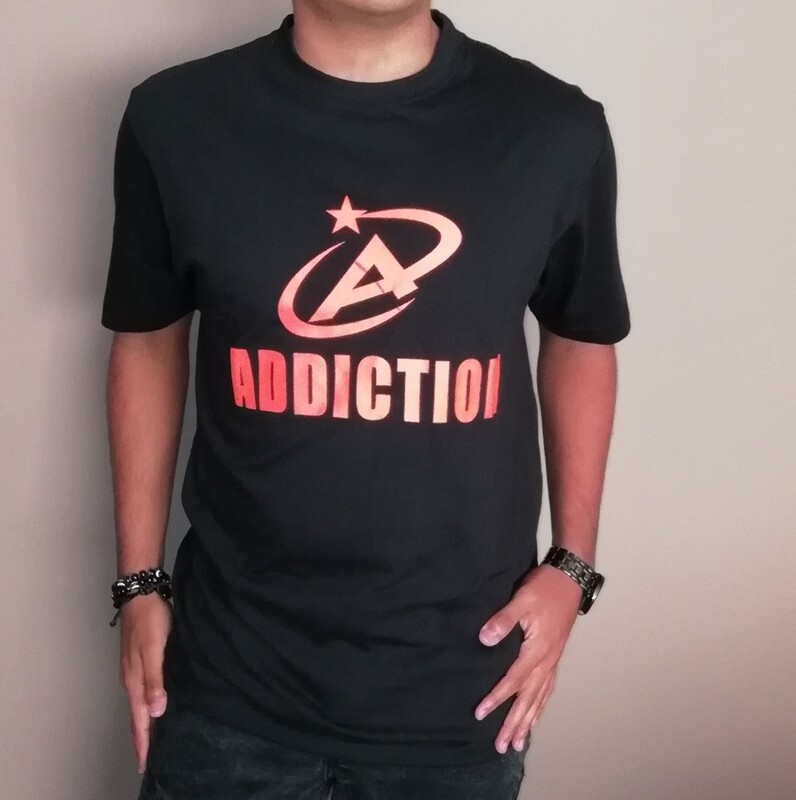 &quot;Black/Orange &quot;ADDICTION&quot; Printed Tees - Unisex
