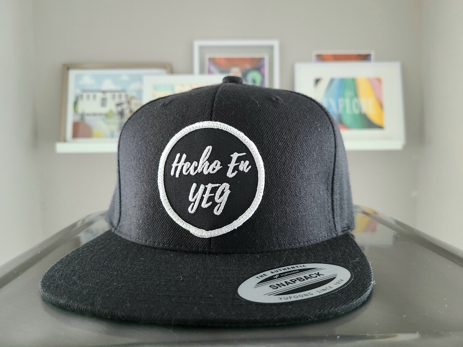 Black Hecho En YEG Snapback (Embroidery Patch)