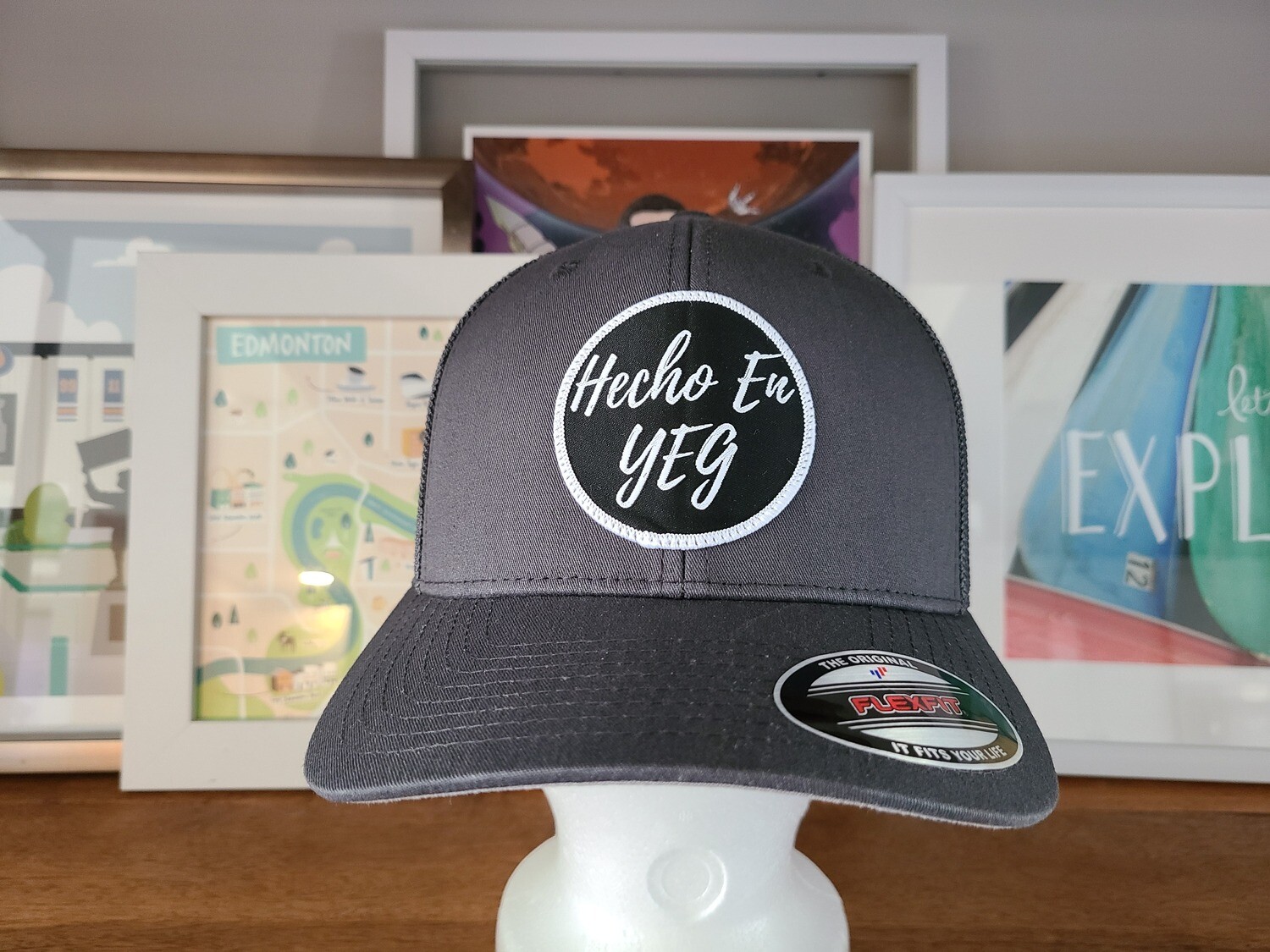 Charcoal Flexfit Hecho En YEG (Woven Patch)