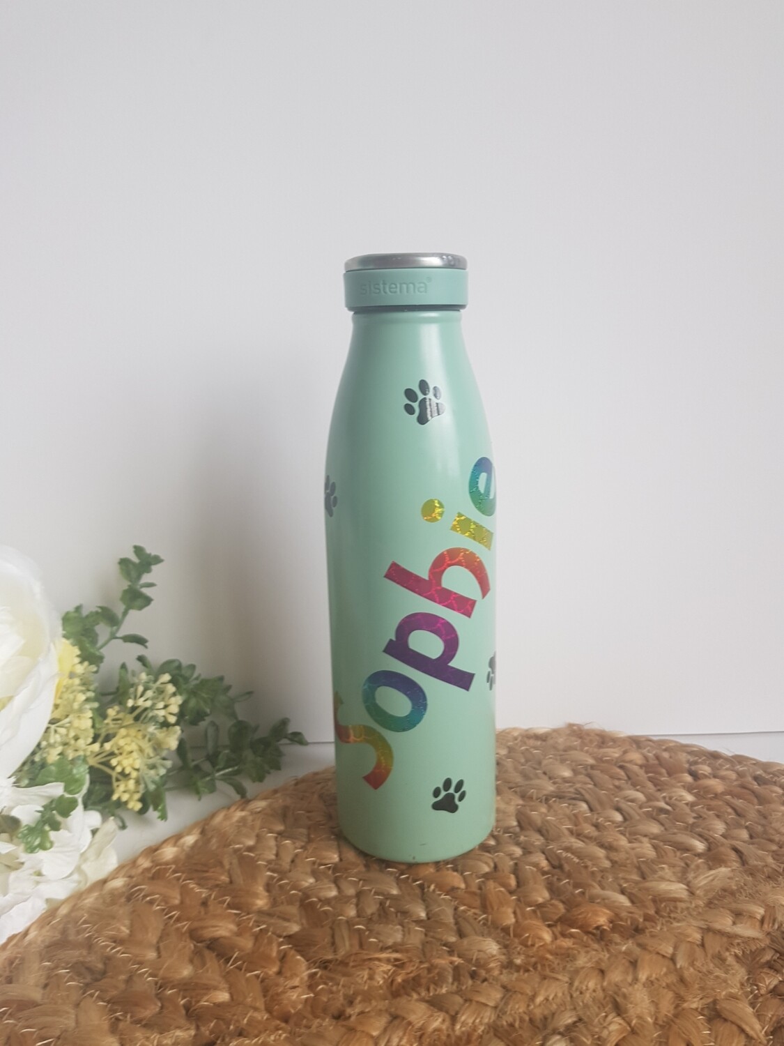 Green Drink bottle with Name Decal