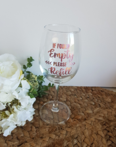 Wine Glass with custom saying
