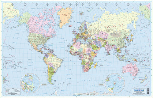 WORLD MAP - small 76.2cm x 48.7cm - Rolled