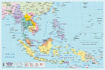 SOUTH EAST ASIA MAP - 99cm x 66cm - Rolled