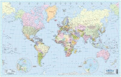 WORLD MAP - small 76.2cm x 48.7cm - Rolled