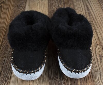 Womens Moccasin Slippers (Black)