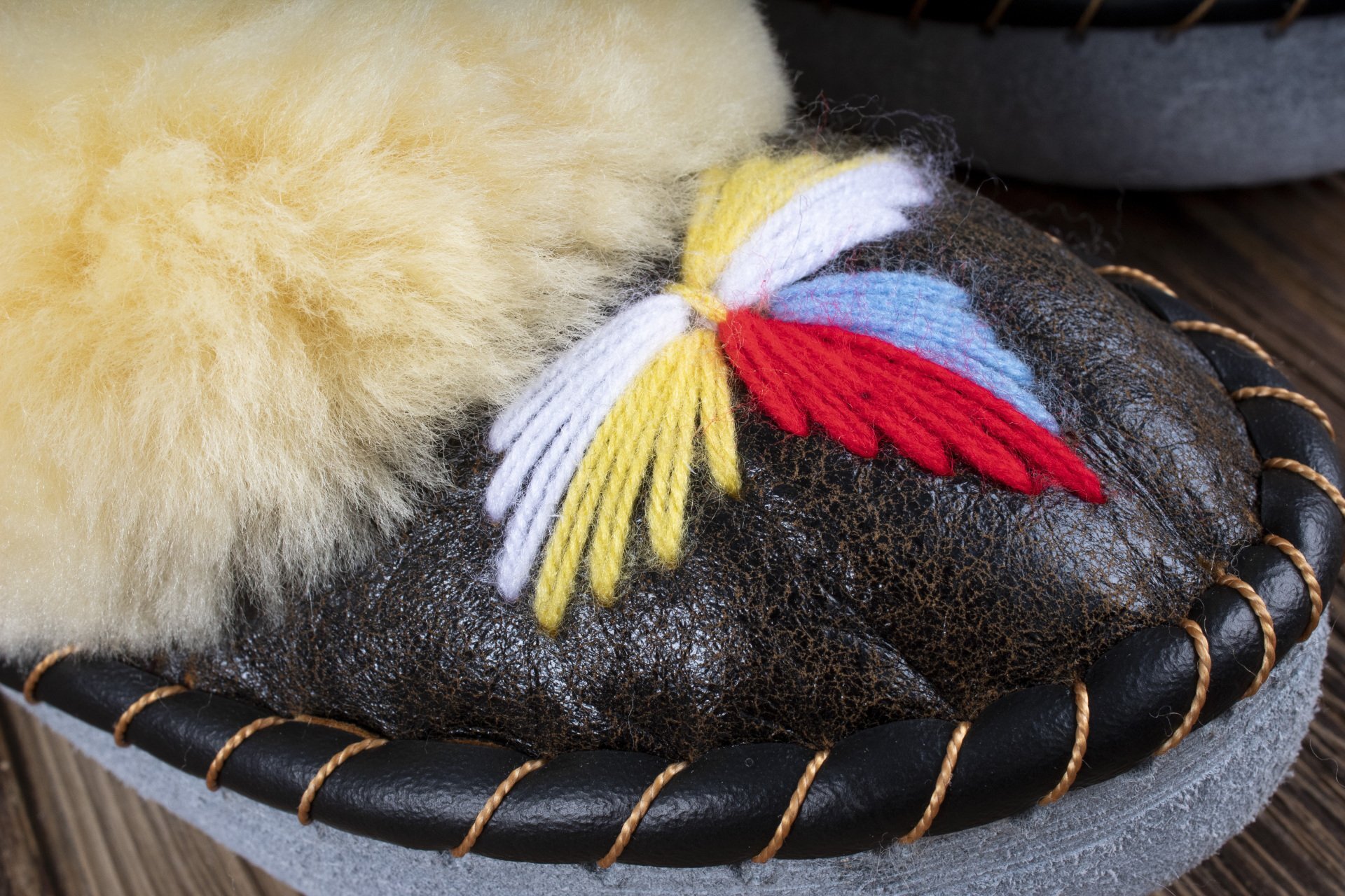 Womens Moccasin Slippers (Yellow & Brown)