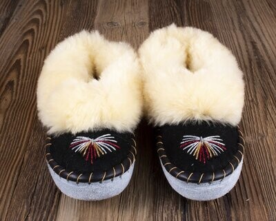 Womens Moccasin Slippers (Yellow & Black #1)