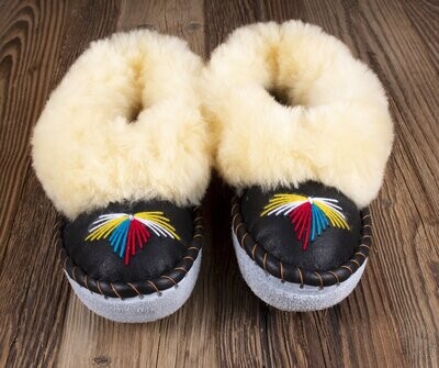Womens Moccasin Slippers (Yellow & Black #3)